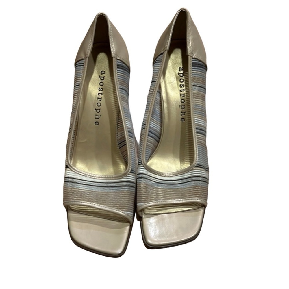 Apostrophe Vintage Mesh Leather Heels Woman's Size 8.5